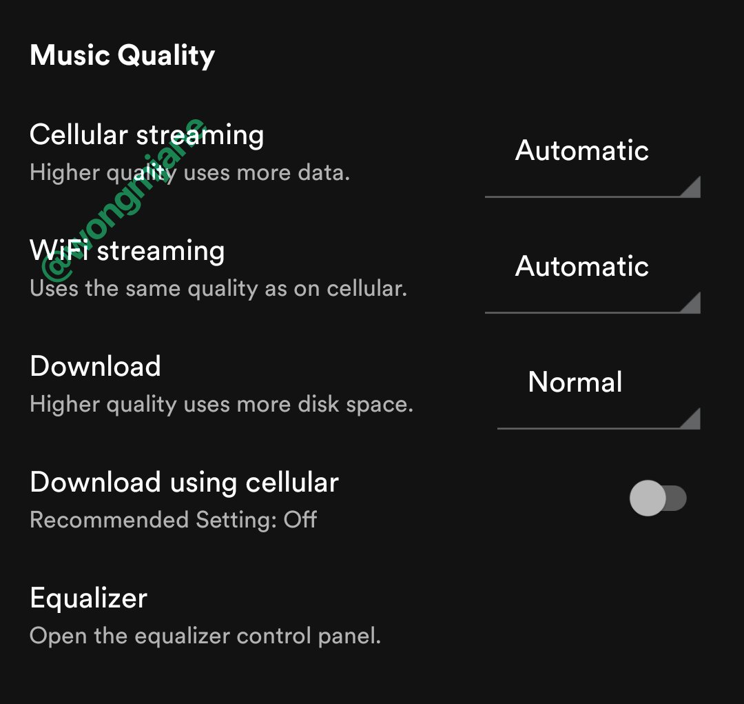 Spotify – ustawienia jakości muzyki.