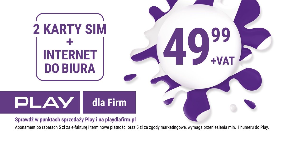 Play biznes promocja dwie karty SIM internet