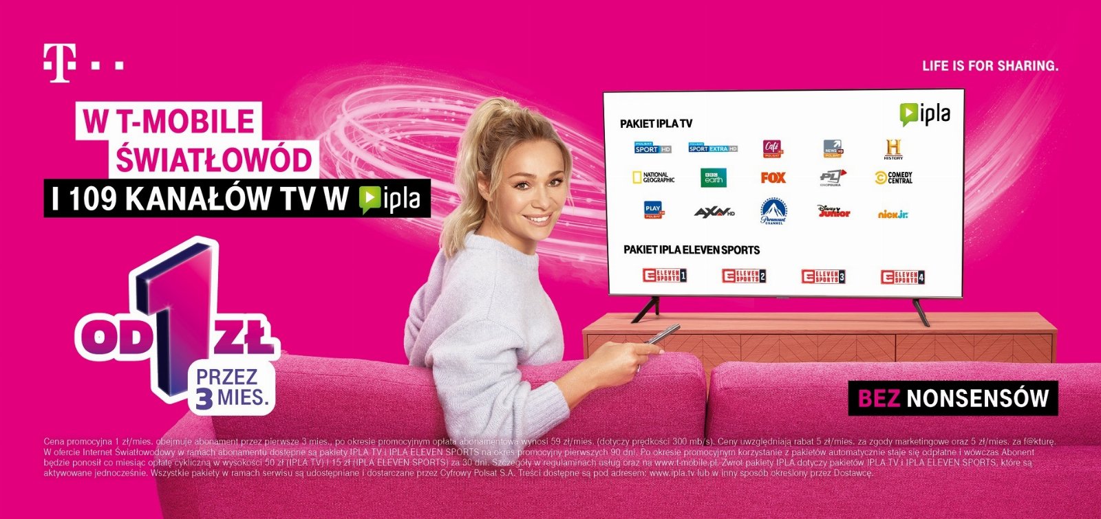 promocja T-Mobile internet światłowodowy IPLA TV ELEVEN SPORTS