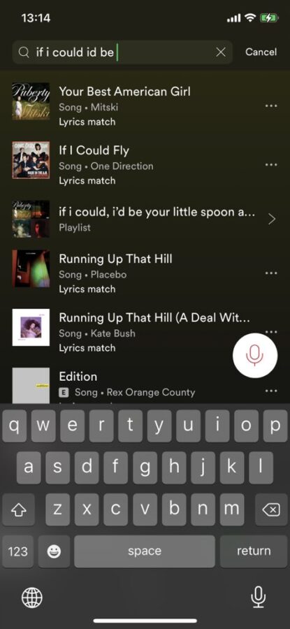Spotify – wyszukiwanie fragmentem tekstu.