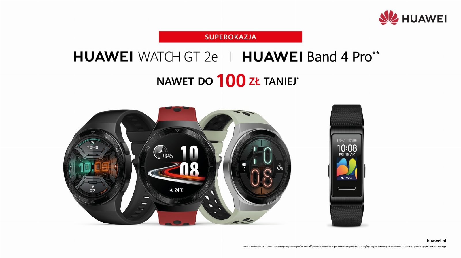 promocja Huawei Watch GT 2e Huawei Band 4 Pro