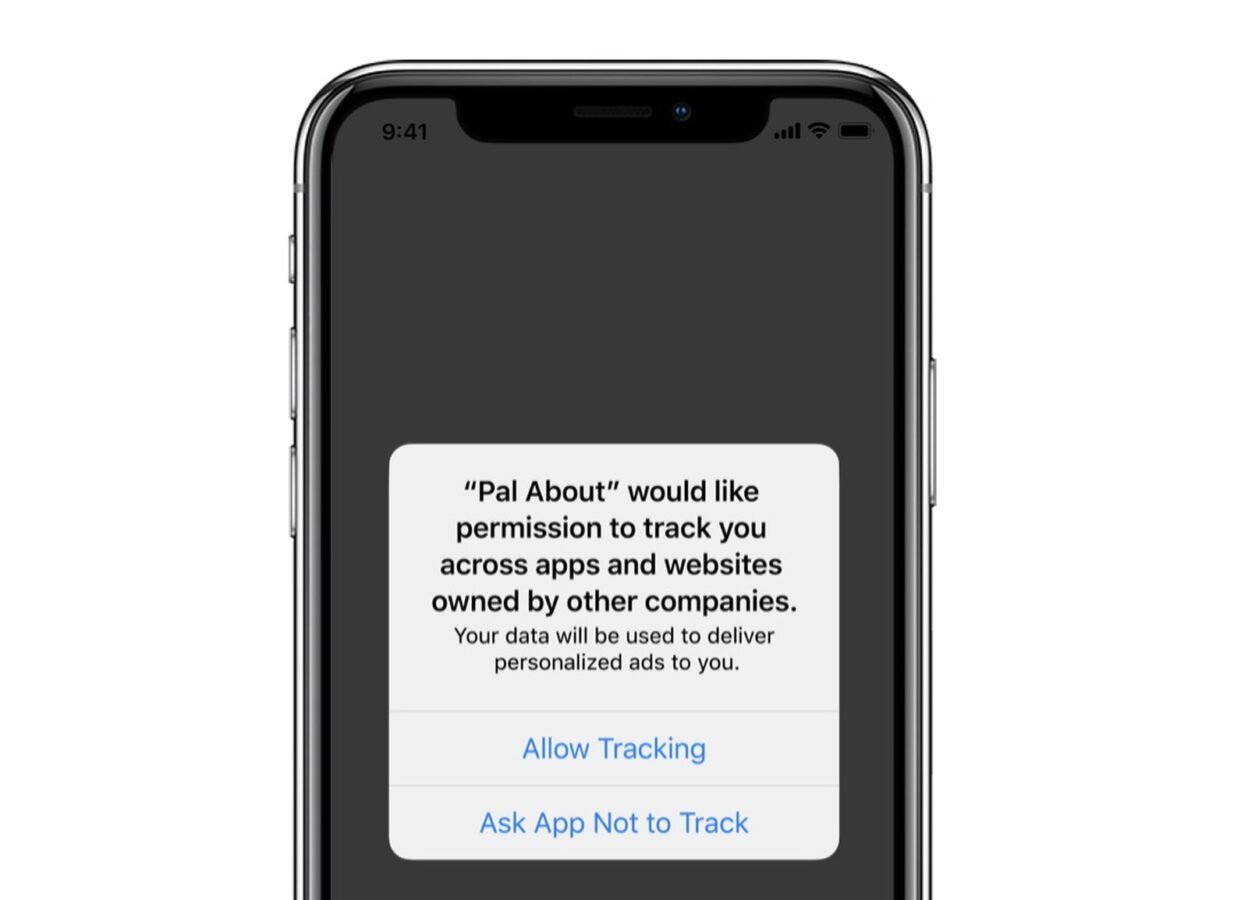 iOS 14 z funkcją pozwalającą zablokować śledzenie reklam.