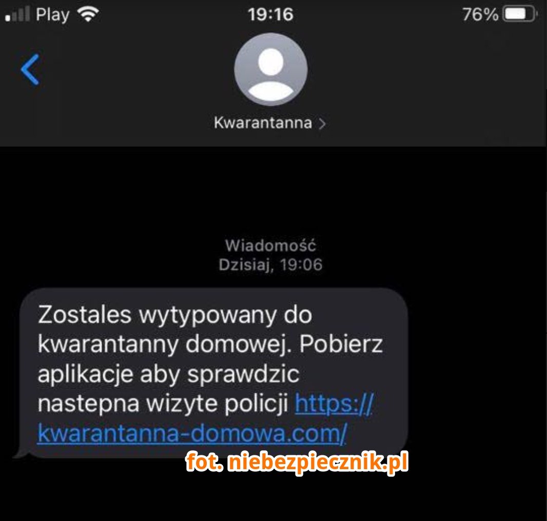 zostałeś wytypowany do kwarantanny domowej SMS