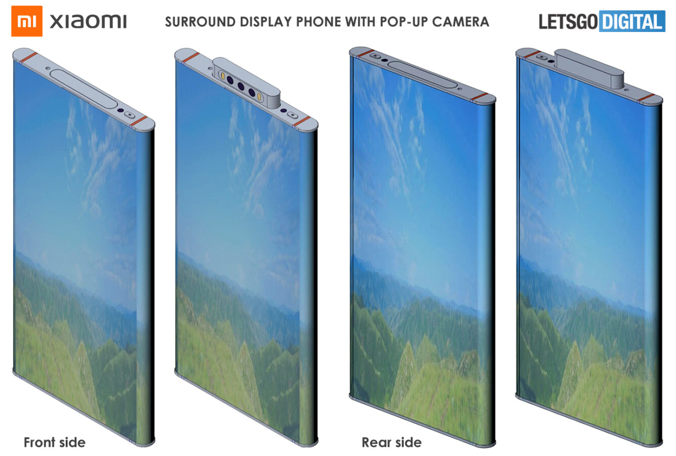 Patent Xiaomi przedstawiający smartfon z ekranem wokół urządzenia (fot. LetsGoDigital)