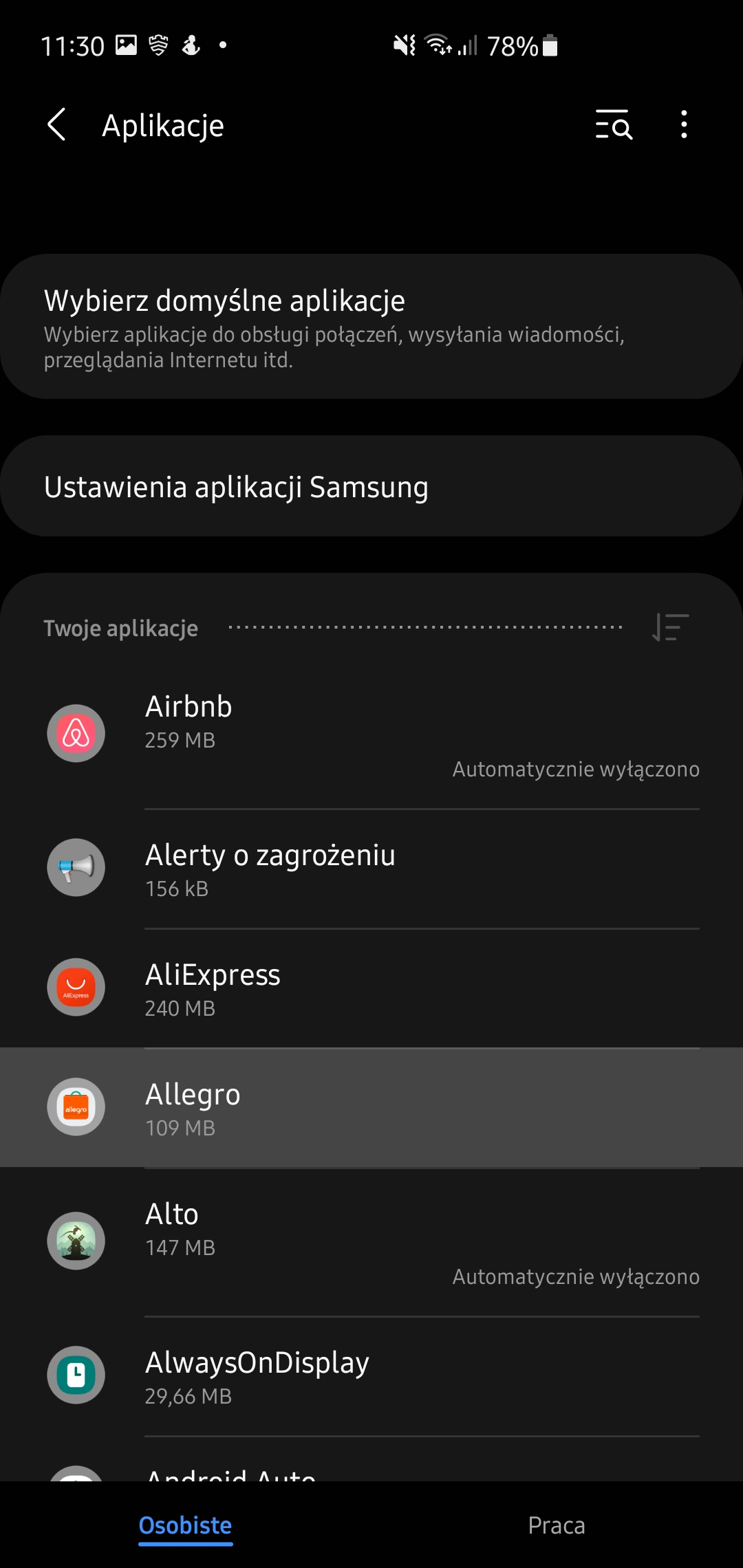 Samsung One UI- aplikacje w tle