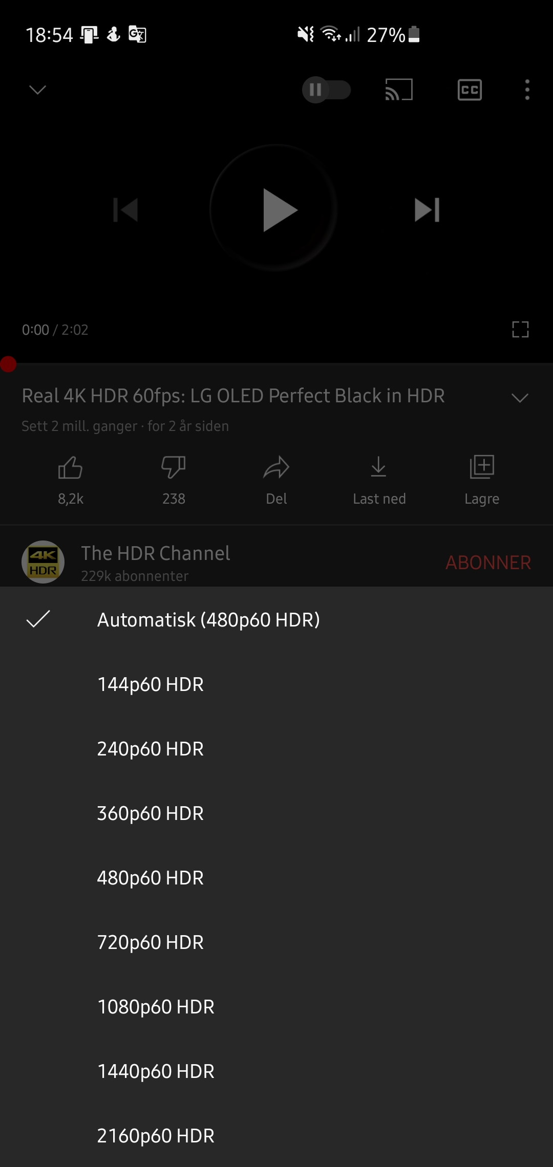 YouTube w 4K HDR na Adroidzie