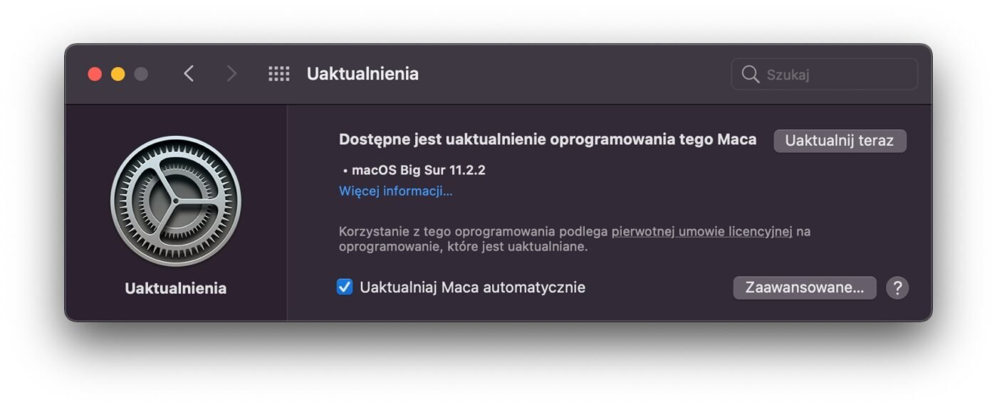 macOS Big Sur – aktualizacja.
