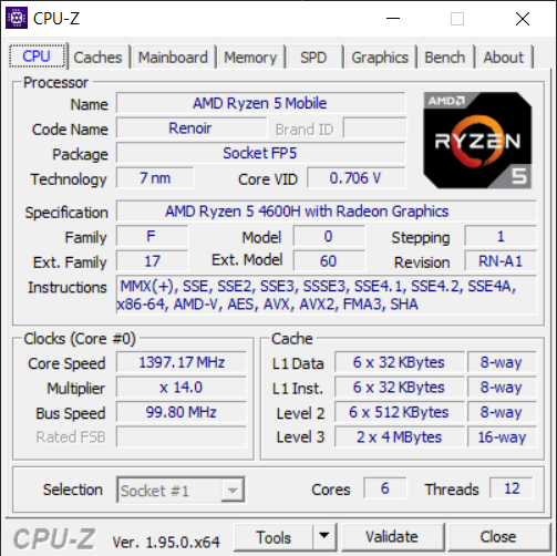 Huawei Matebook D16 CPU-Z
