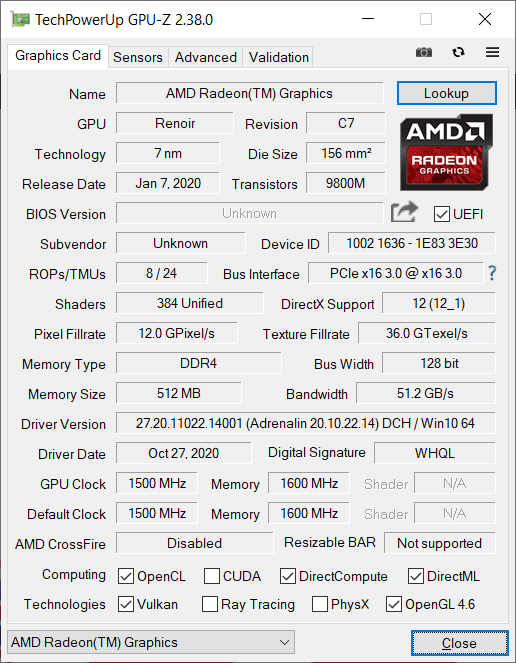 Huawei Matebook D16 GPU-Z