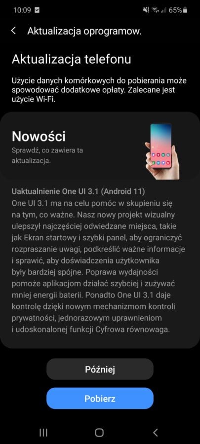 Samsung Galaxy A71 Android 11 One UI 3.1 aktualizacja