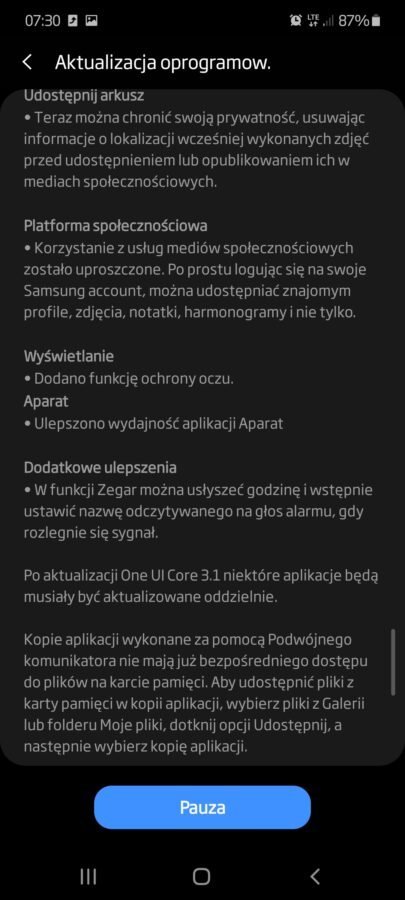 Samsung Galaxy M51 Android 11 One UI 3.1 aktualizacja