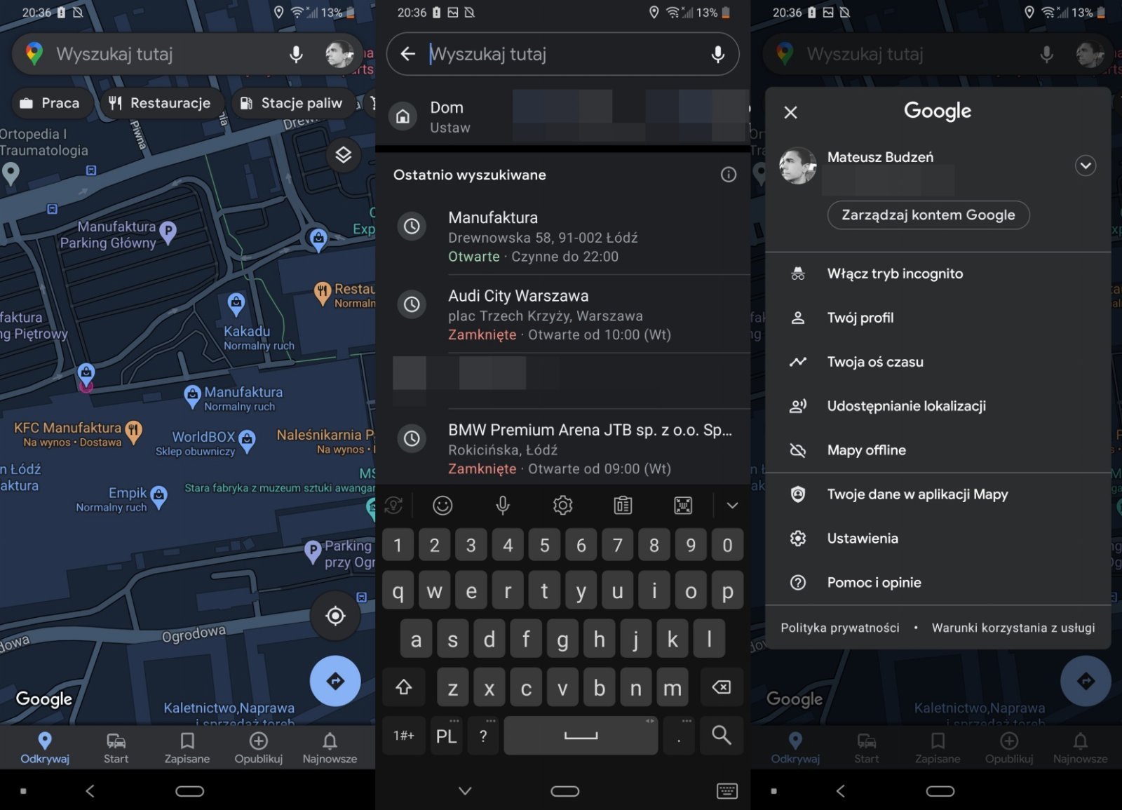 Mapy Google – ciemny motyw