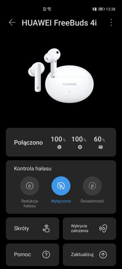 Recenzja Huawei Freebuds 4i - aplikacja AI Life - fot. Tabletowo.pl
