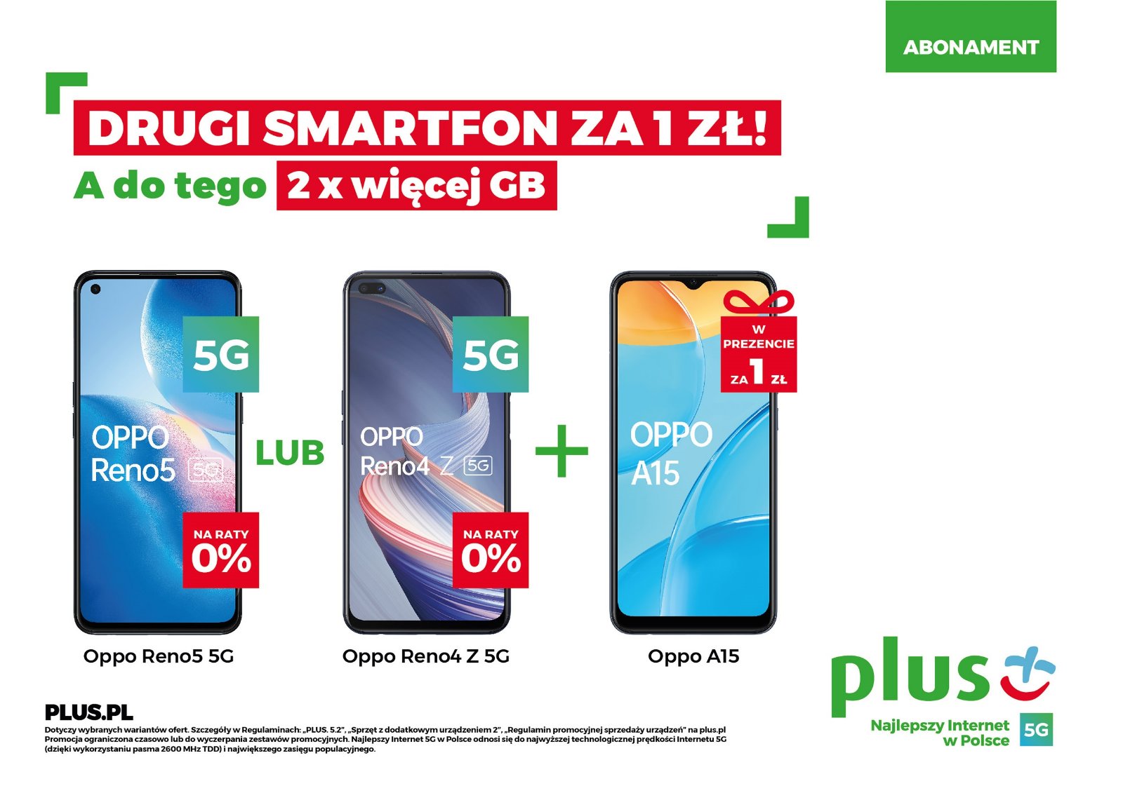 promocja Plus drugi smartfon za złotówkę abonament wiosna 2021