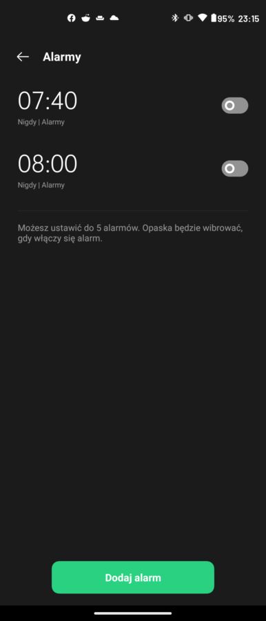 Recenzja Oppo Band - dodatkowe opcje - fot. Tabletowo.pl