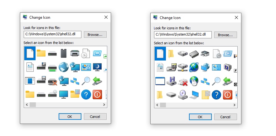 Windows 10 nowe ikony