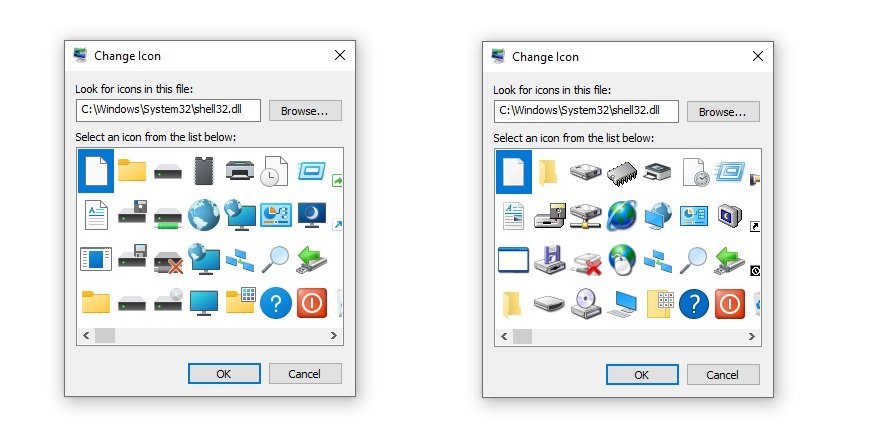 Windows 10 nowe ikony