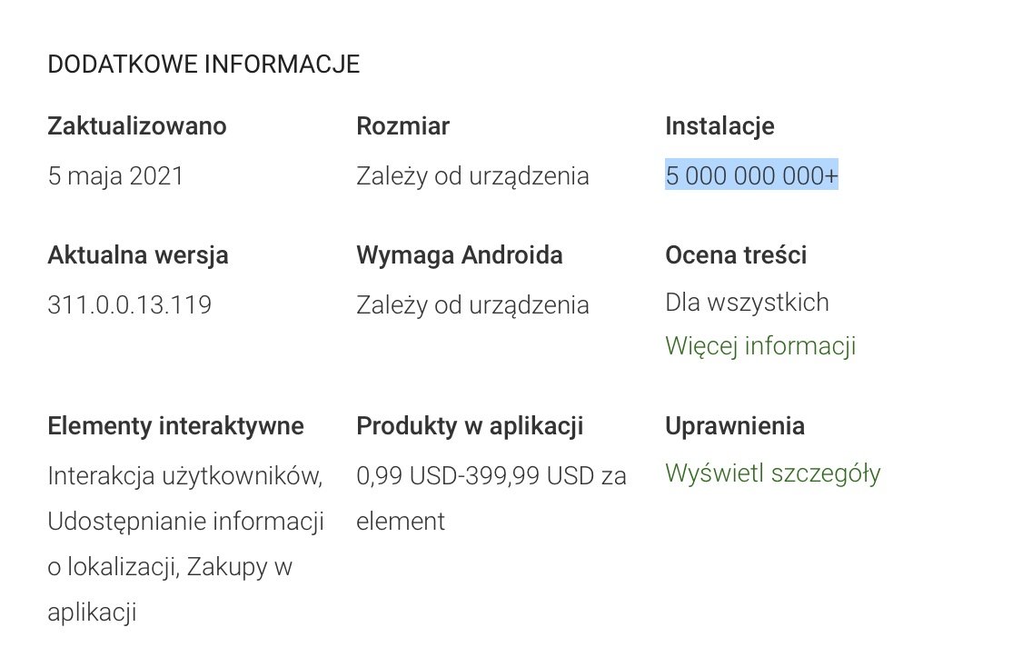 Facebook Messenger w Google Play