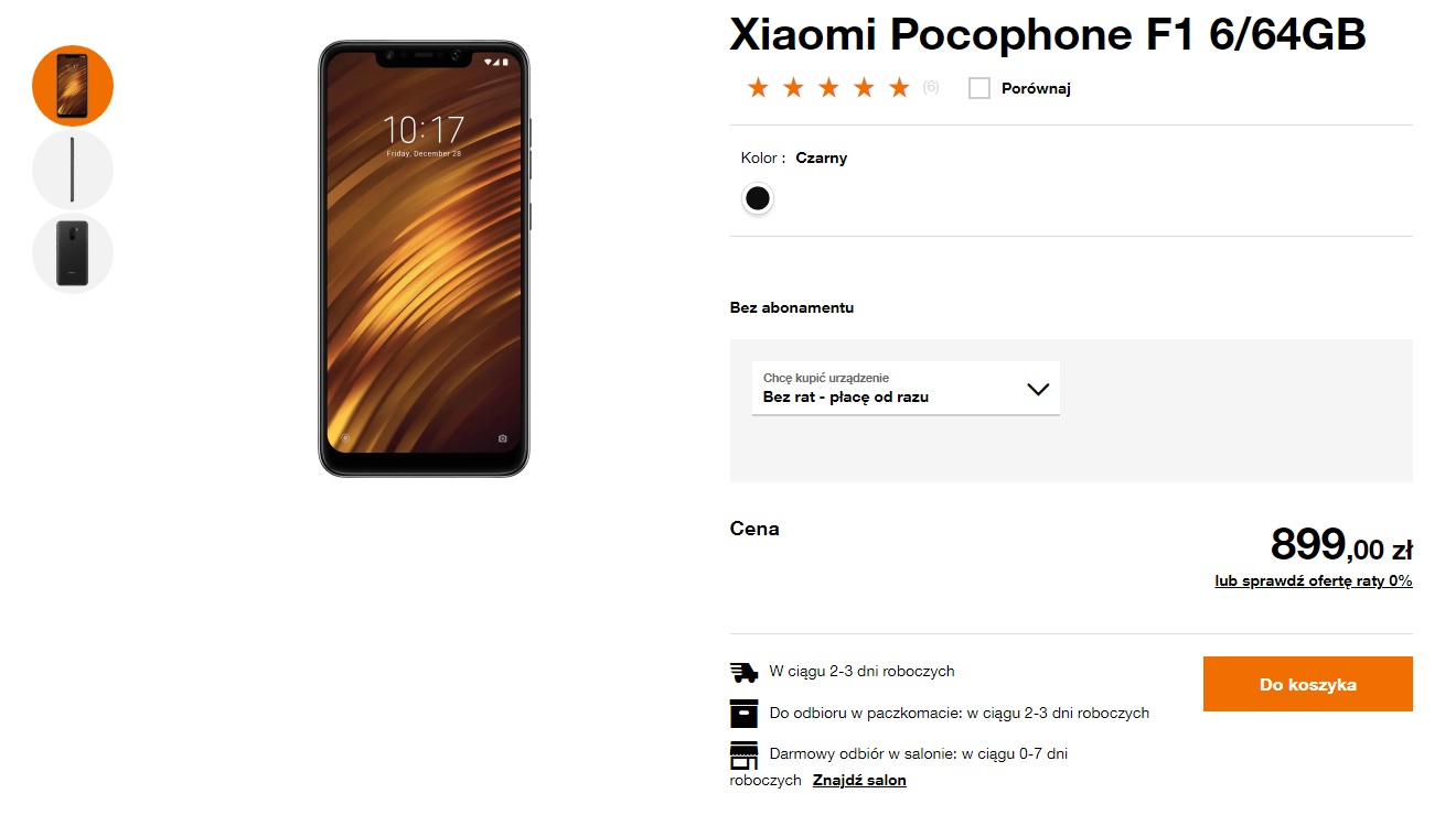 Xiaomi POCOPHONE F1 w Orange za 899 złotych