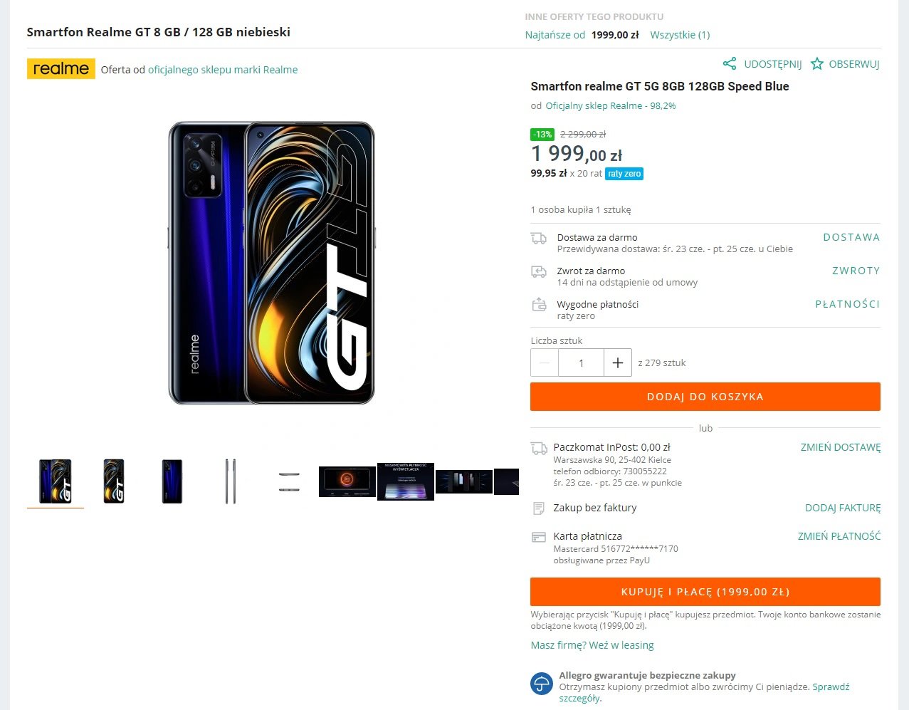 realme GT za 1999 złotych promocja Allegro