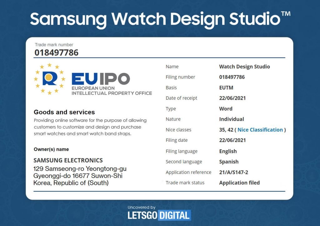 samsung galaxy watch studio znak towarowy trademark