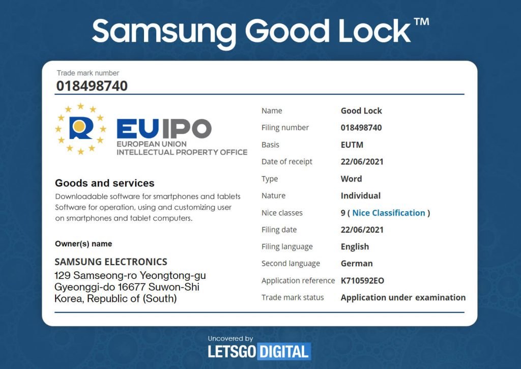 samsung good lock znak towarowy trademark