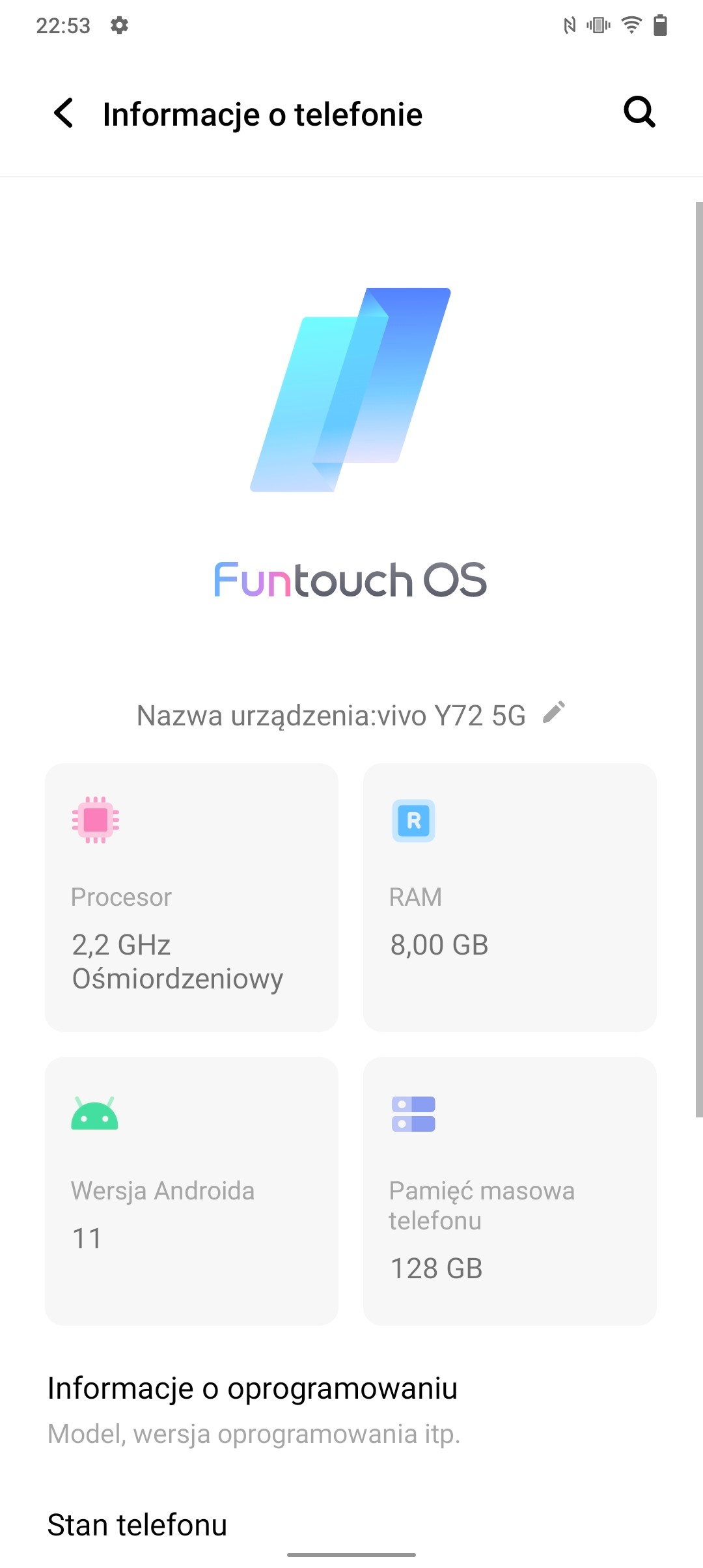 Recenzja Vivo Y72 5G - System Funtouch OS 11 - fot. Tabletowo.pl