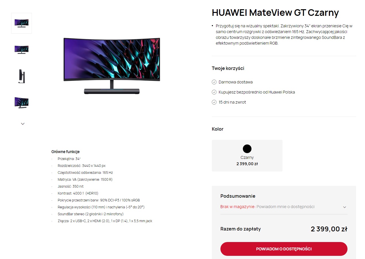 cena Huawei MateView GT