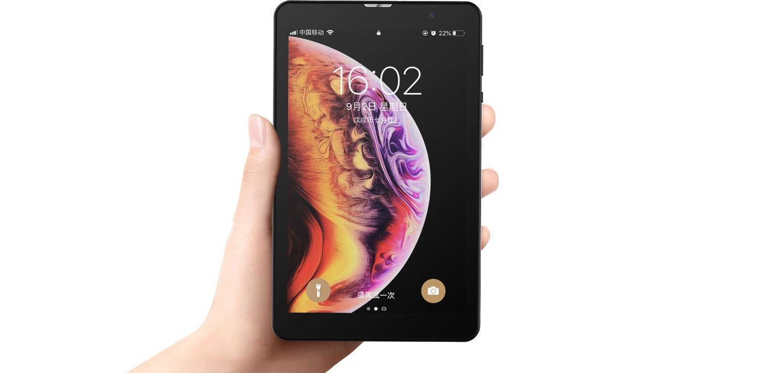 Alldocube Smile 1 tablet z tapetą z iPhone XS