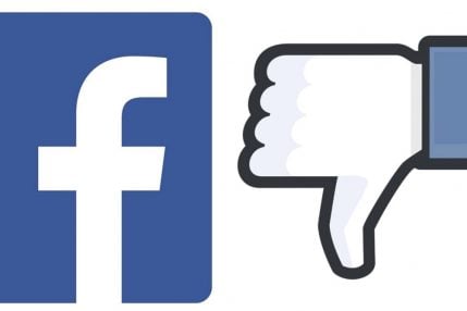 Facebook logo dislike łapka w dół