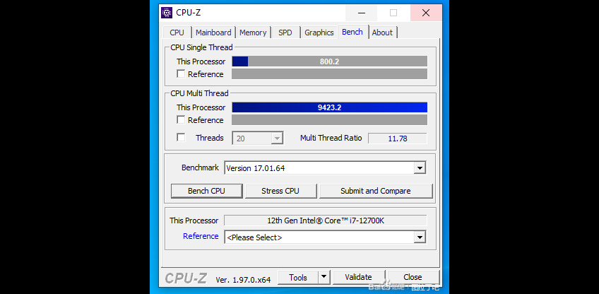 Intel Core i7-12700K CPU-Z