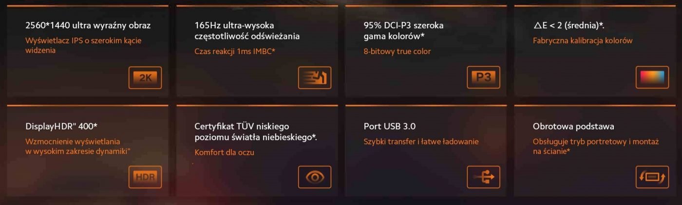 specyfikacja Xiaomi Mi 2K Gaming Monitor 27 inch monitor specs