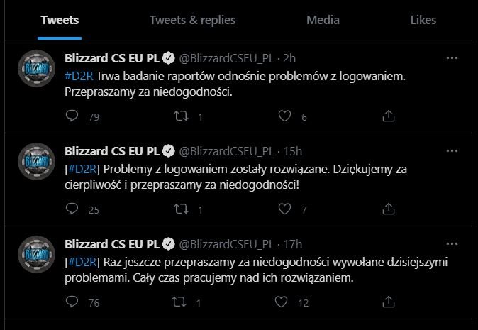 Status serwerów Diablo II Resurrected. I tak co kilka godzin