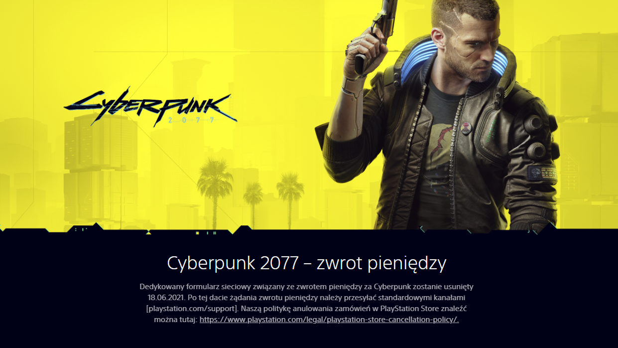 Cyberpunk 2077 został usunięty z PlayStation Store