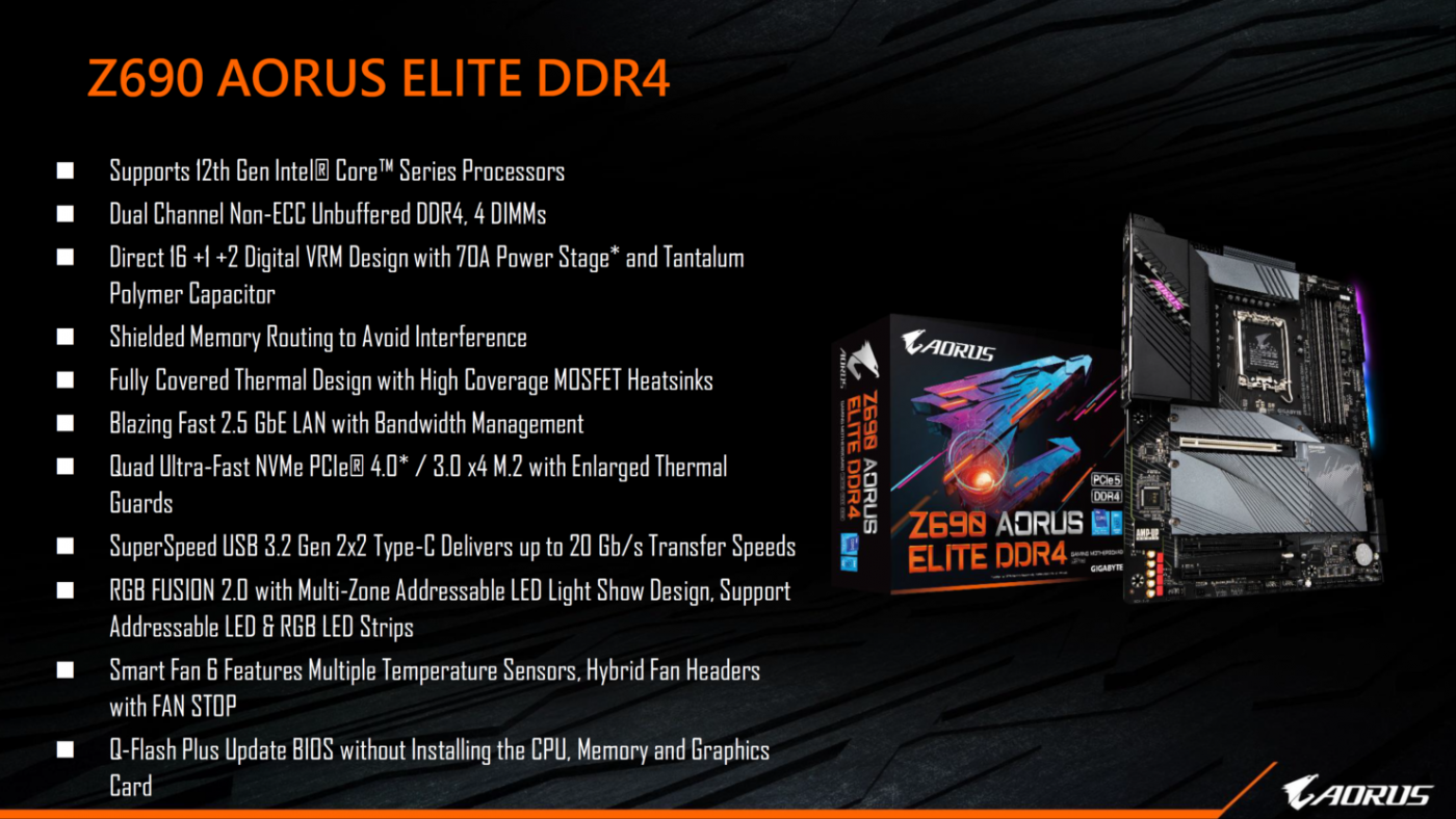 Gigabyte Z690 Aorus elite ddr4