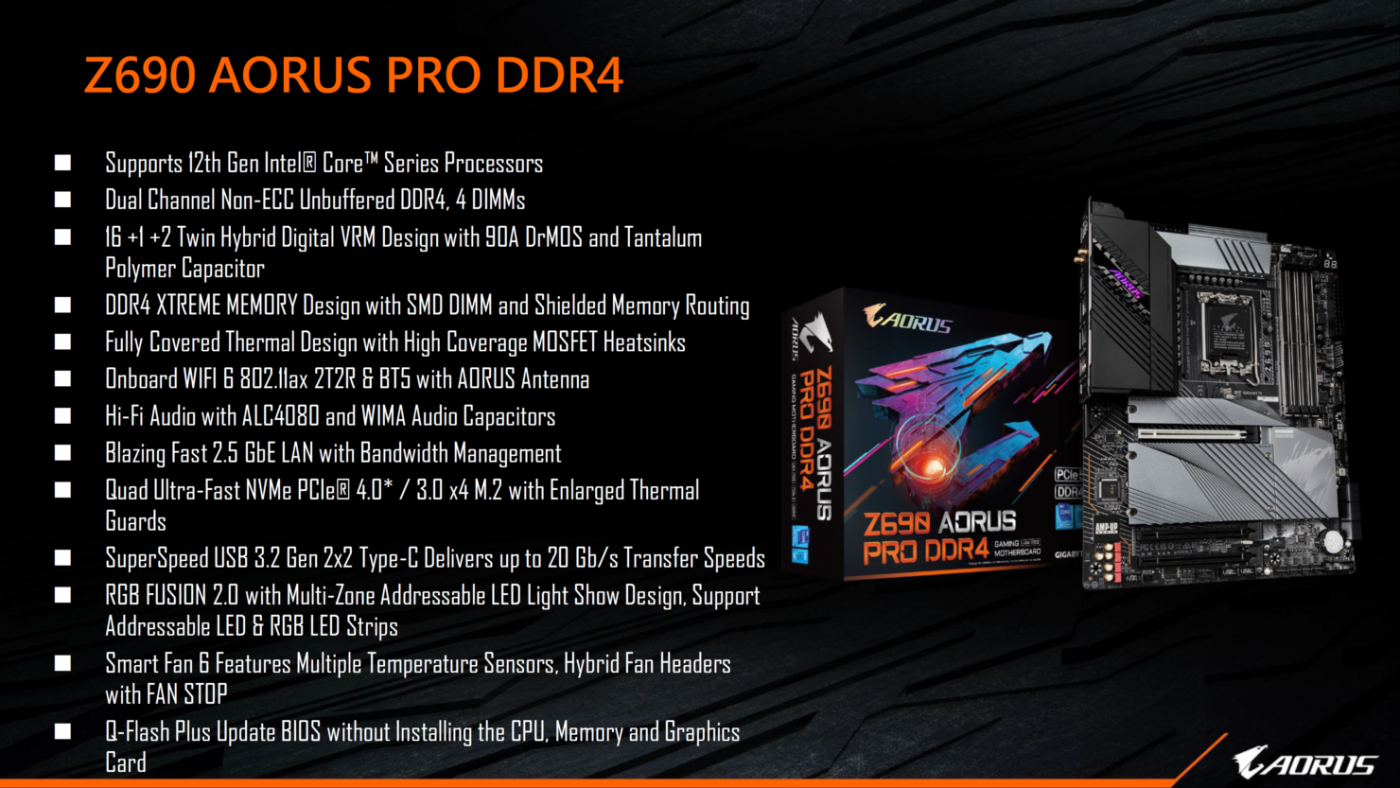 Gigabyte Z690 Aorus pro ddr4