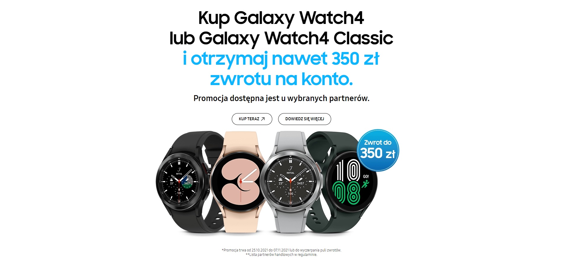 promocja na smartwatch Samsung Galaxy Watch 4 Classic zwrot do 350 złotych