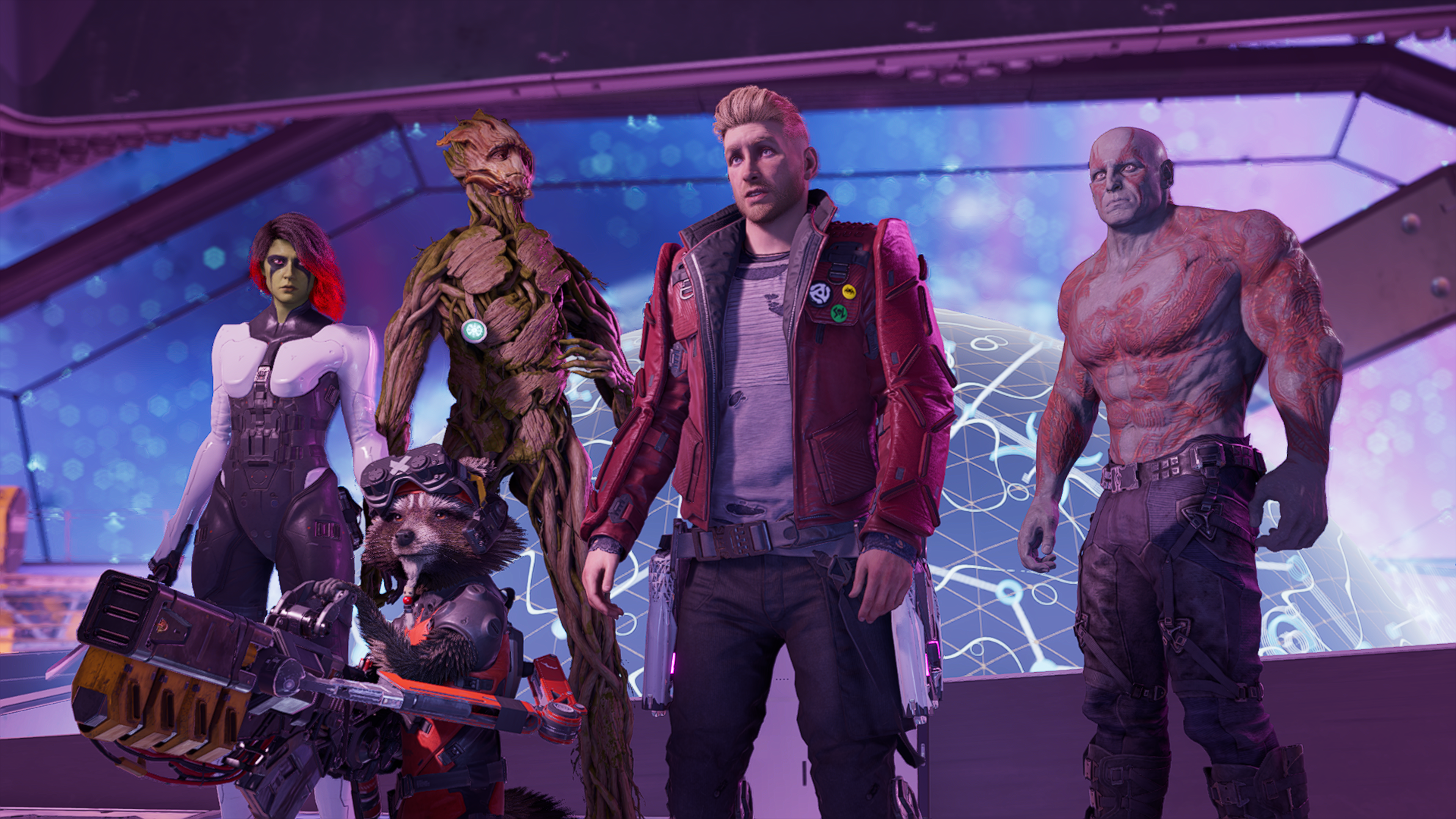 Gamora, Rocket, Groot, Star-Lord oraz Drax - drużyna Guardians of the Galaxy w komplecie
