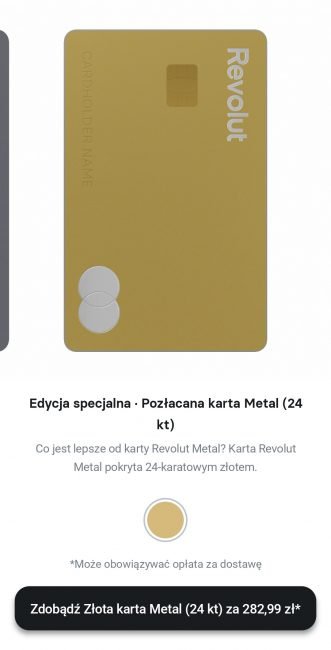 Revolut pozłacana karta Metal 24 kt Edycja Specjalna