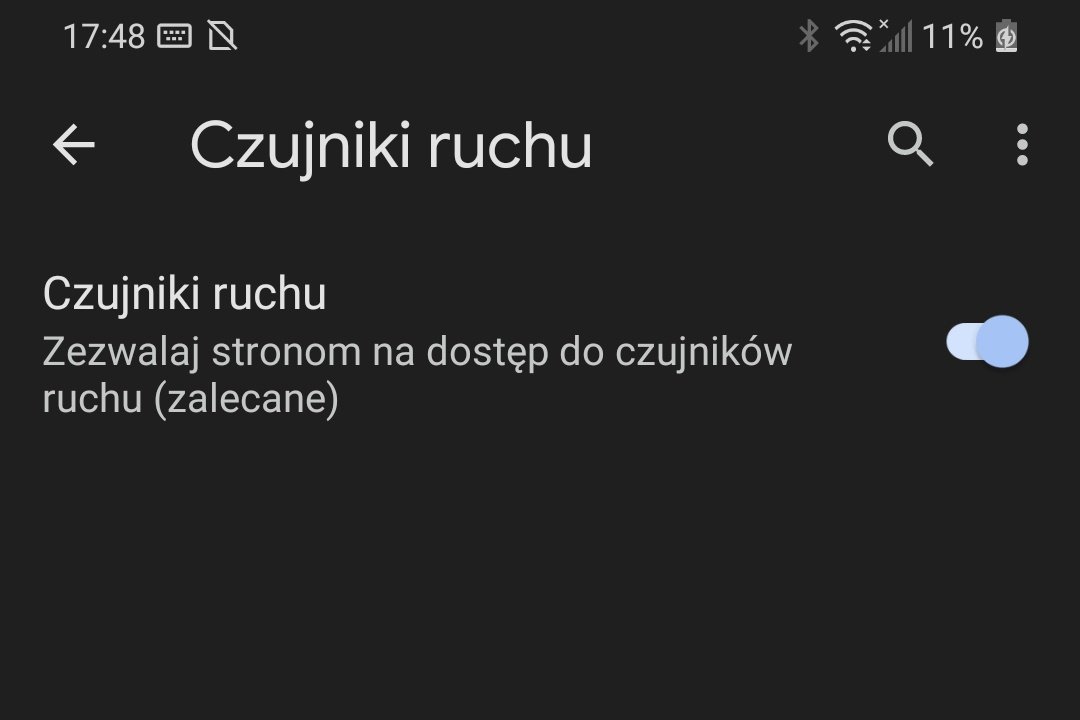 Google Chrom czujniki ruchu