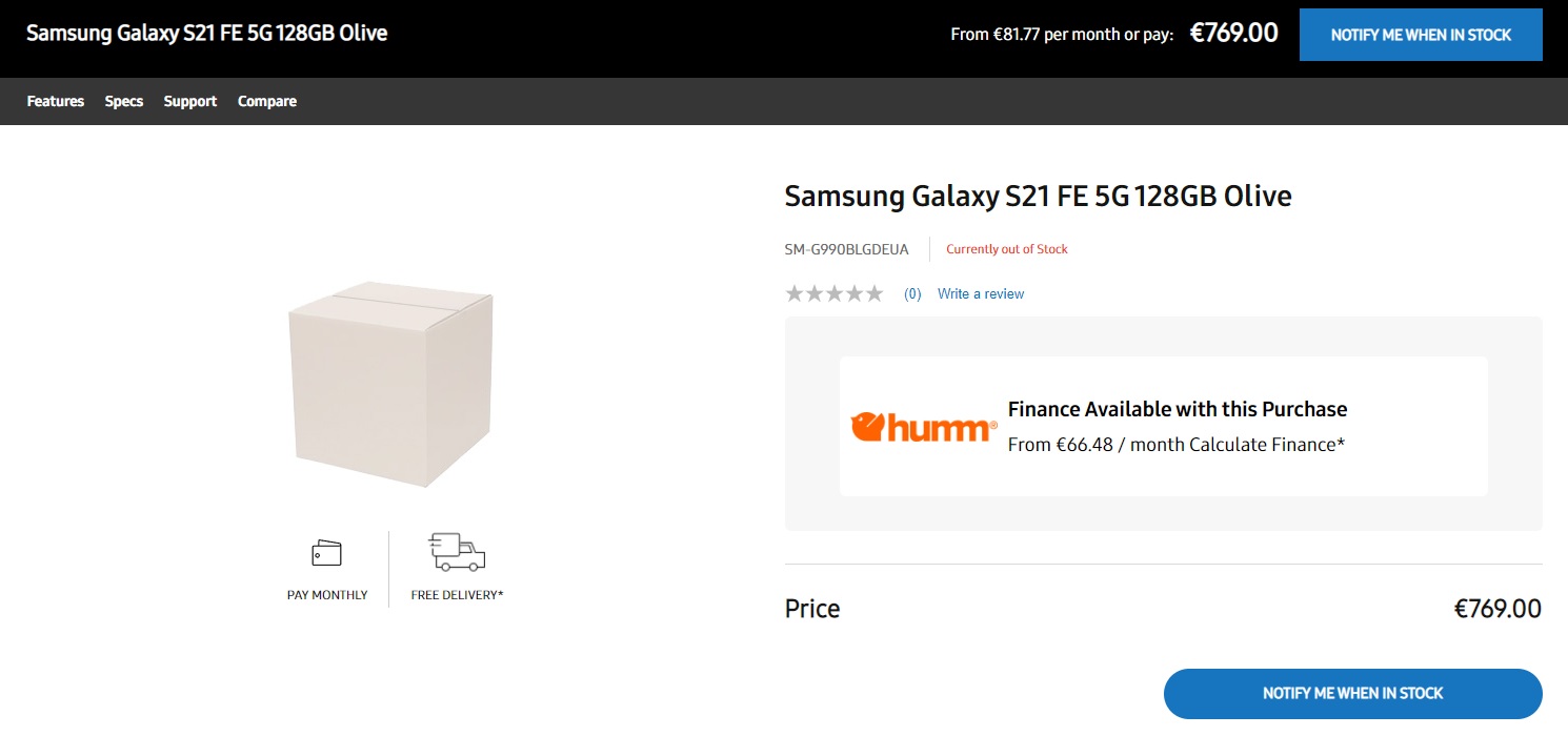 Samsung Galaxy S21 FE 5G 128 GB cena