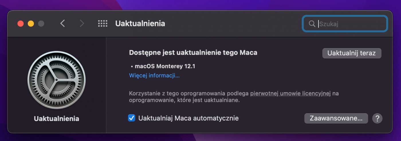 macOS 12.1 aktualizacja