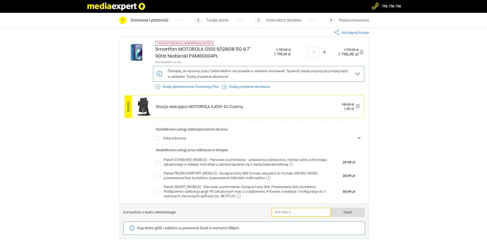 promocja Motorola Moto G100 stacja dokująca za darmo w prezencie kod rabatowy Media Expert