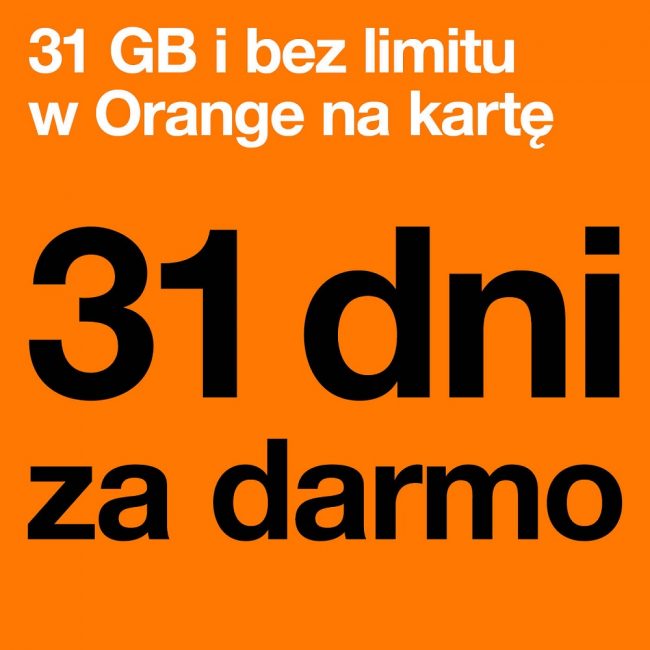 promocja Orange no limit + 31 GB za darmo