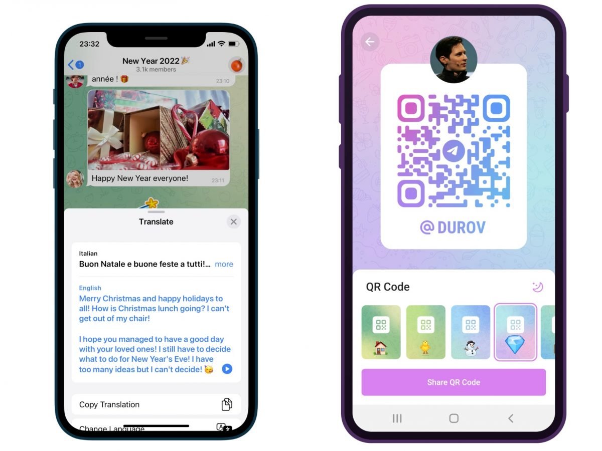 Telegram – tłumacz i kody QR