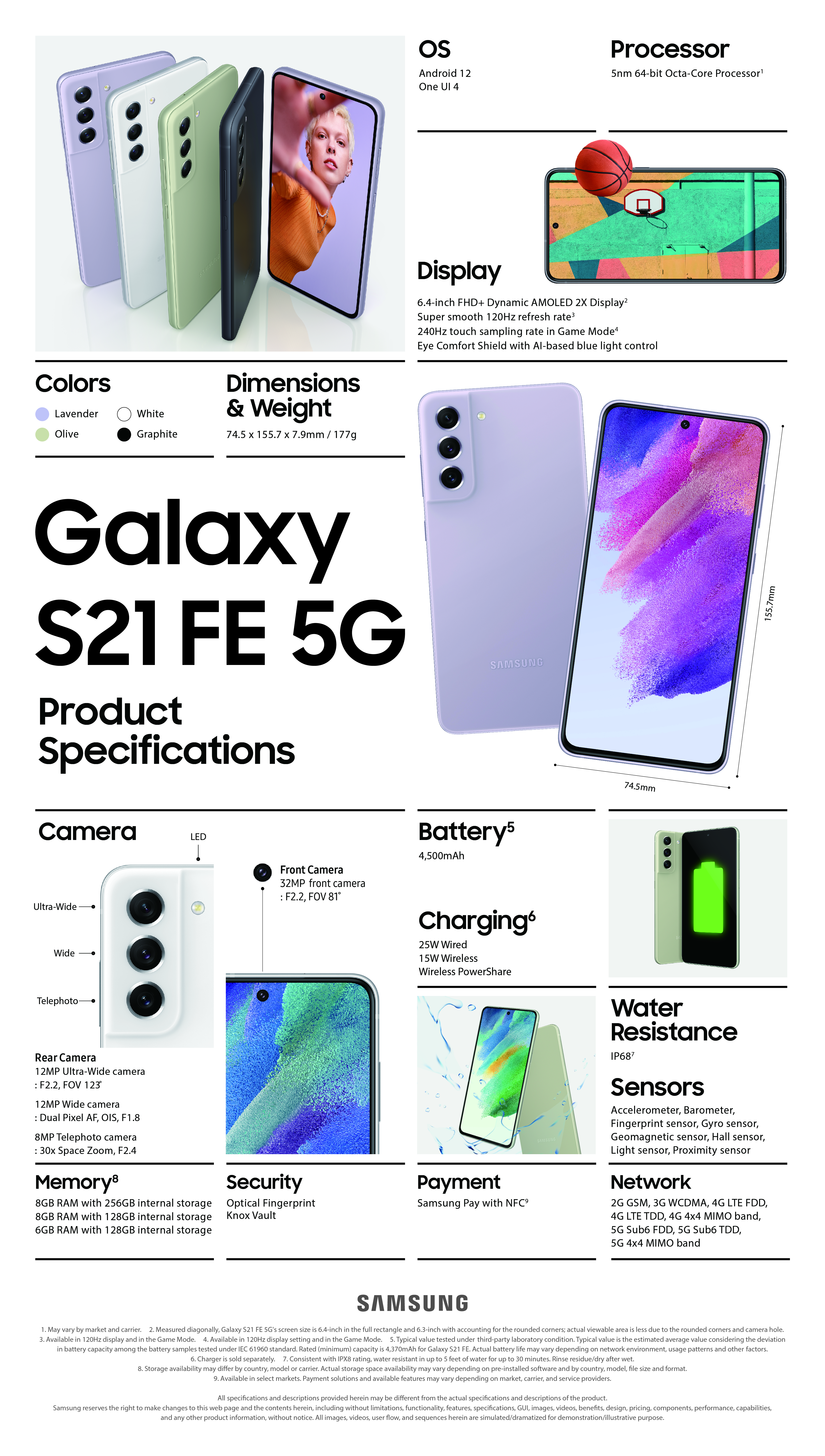 specyfikacja Samsung Galaxy S21 FE 5G specs