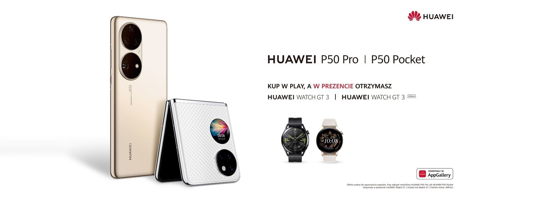 Huawei P50 Pro P50 Pocket przedsprzedaż Play smartwatch Huawei Watch GT 3 w prezencie