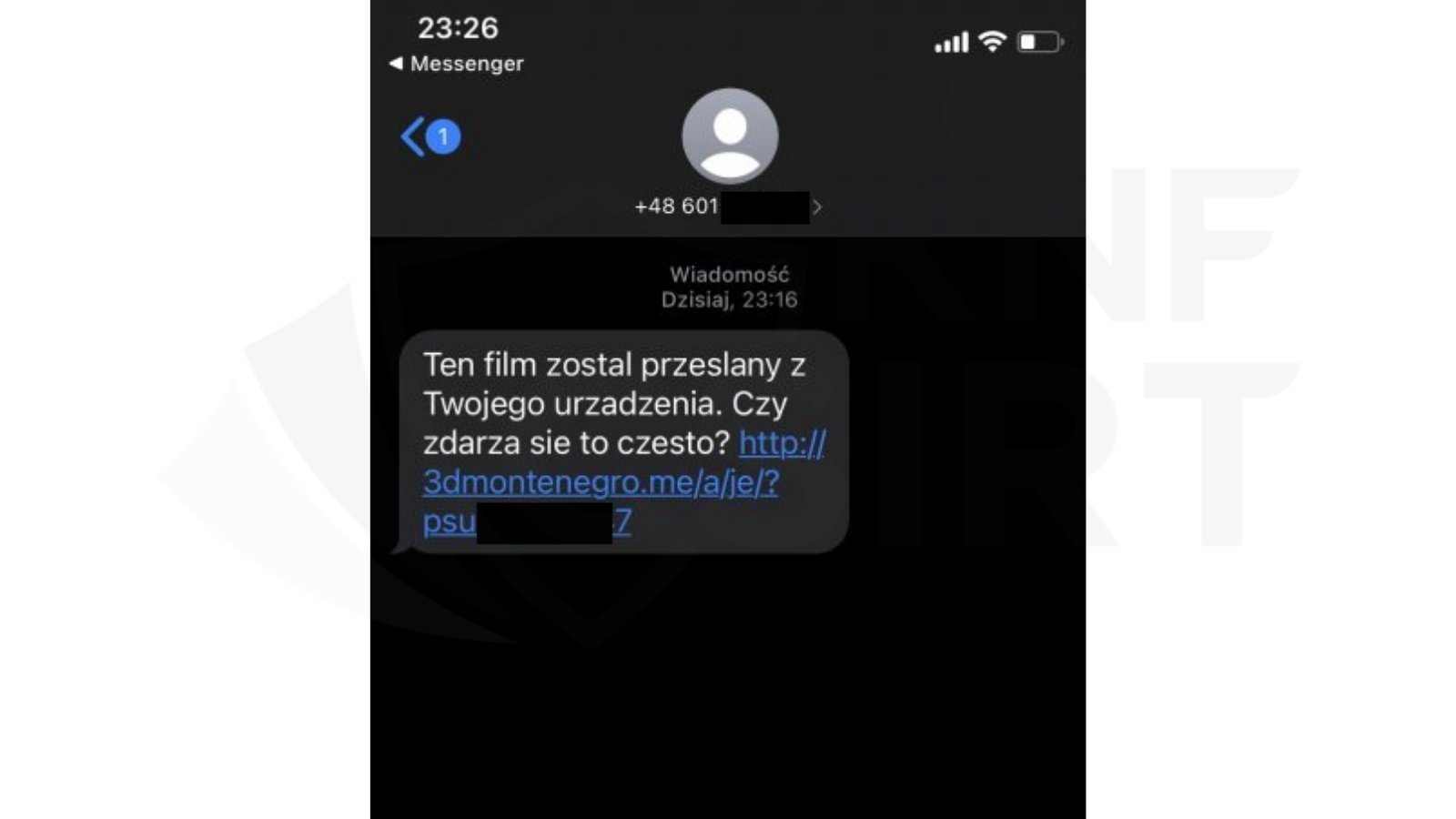SMS z linkiem do wstydliwego filmu oszustwo Flubot