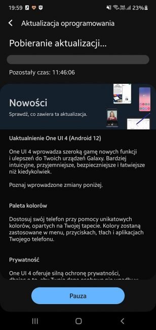 Samsung Galaxy Note 10 SM-N970F Android 12 One UI 4 aktualizacja