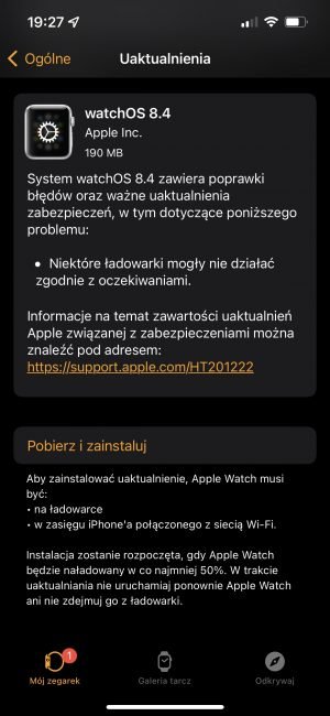 aktualizacja WatchOS 8.4 Apple Watch 6 LTE Cellular